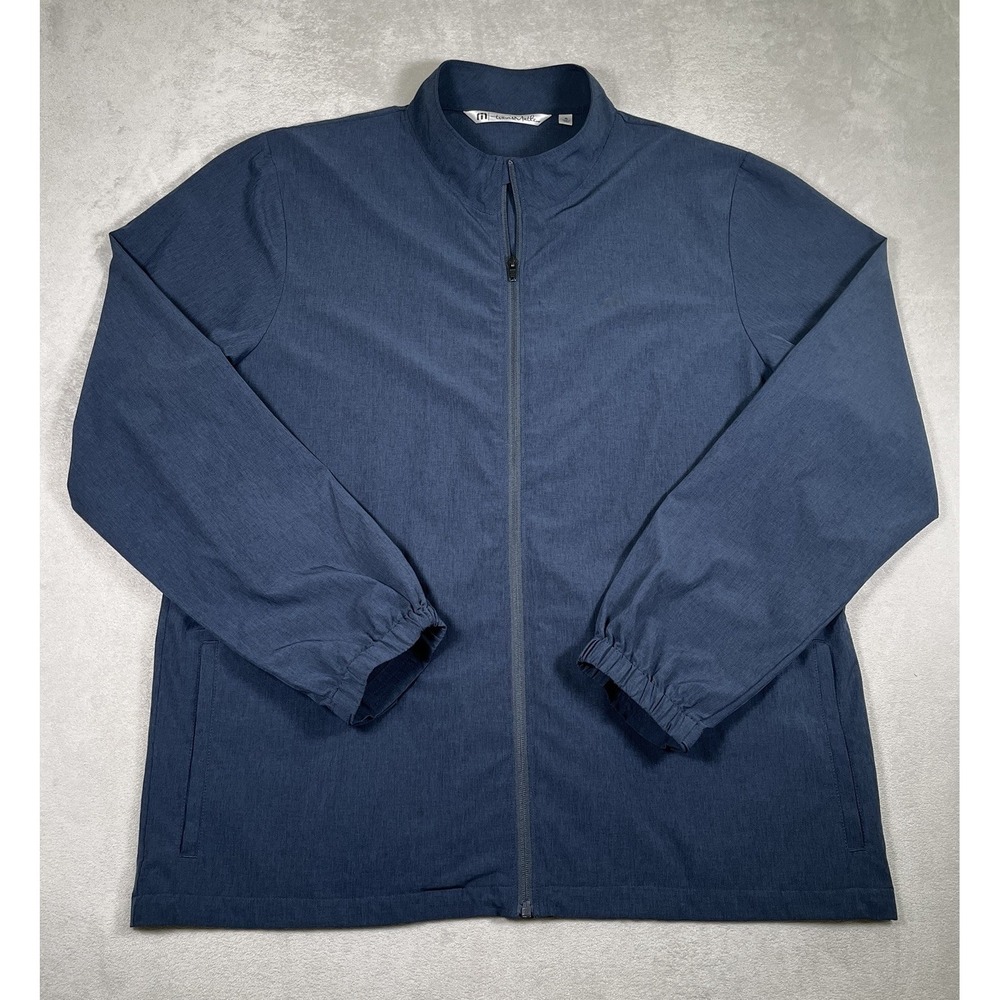 TravisMathew Mens Full Zip Golf Jacket Stretch Windbreaker XL Blue Heather